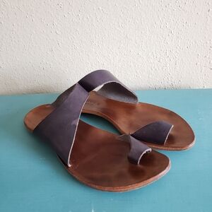 CYDWOQ Hillary Leather Sandal Blue Gray Handmade Sundance Womens 39 8.5/9